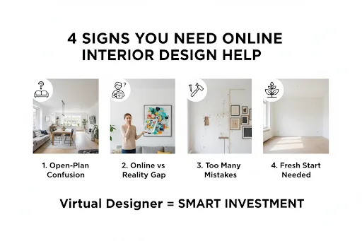 Virtual interior designer mockup for affordable wall art planning.